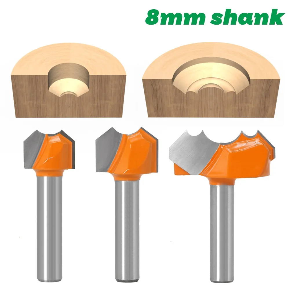 

8mm Shank Professional Grade Double Arc Ball Bit Round Over Router Bits Woodworking Engraving Cutter