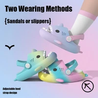 Comwarm 2024 New Kids Shark Slippers Fashion Children Cartoon Slippers Girls Boys Home Non-slip Soft Sandal Outdoor Beach Slides 1