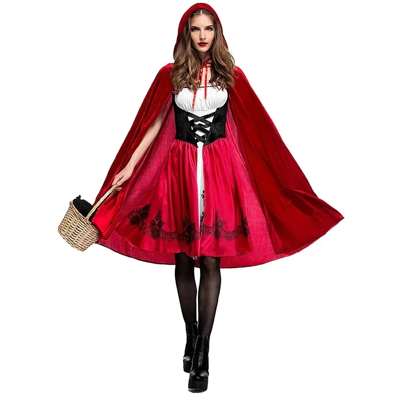 

Little Red Riding Hood Halloween Costume Cosplay for Women Adult Girls Christmas Party Fancy Queen Stage Performance Dress