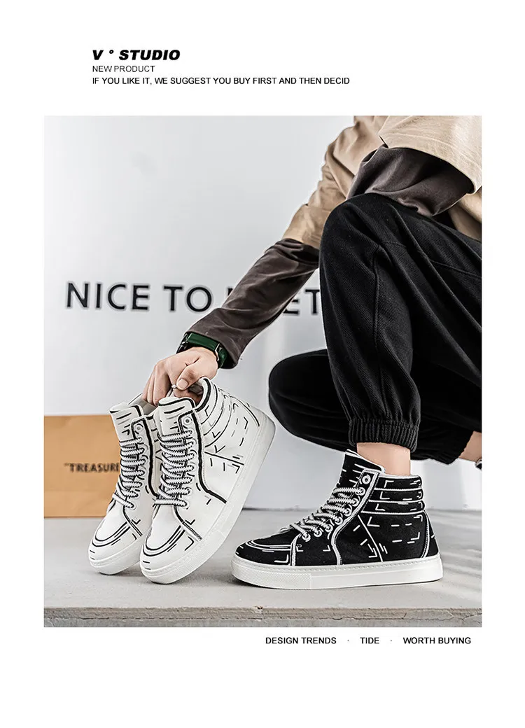 Description Picture 3 of itemClassic Fashion White Men's Skateboarding Sneakers Big Size 48 Breathable Canvas Shoes Men Espadrilles Chaussures De Skate Homme