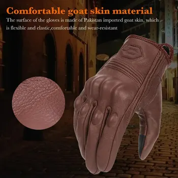 오토바이 가죽 장갑, 방수 통기성 모토 장갑, 염소 가죽, 모토크로스 라이딩 장갑, 풀 핑거 사계절 상품 이미지