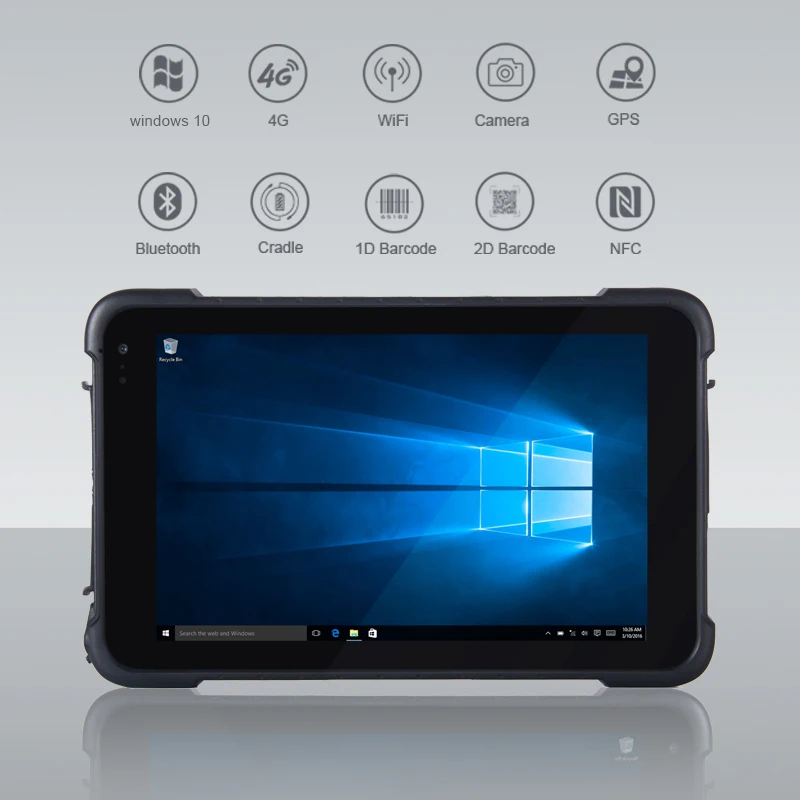 Tablet Industriale Robusto Da 8 Pollici Windows 10 Pro/Home/Iot 2G Ram 64G Rom 2D Scanner Di Codici A Barre Computer Impermeabile I86