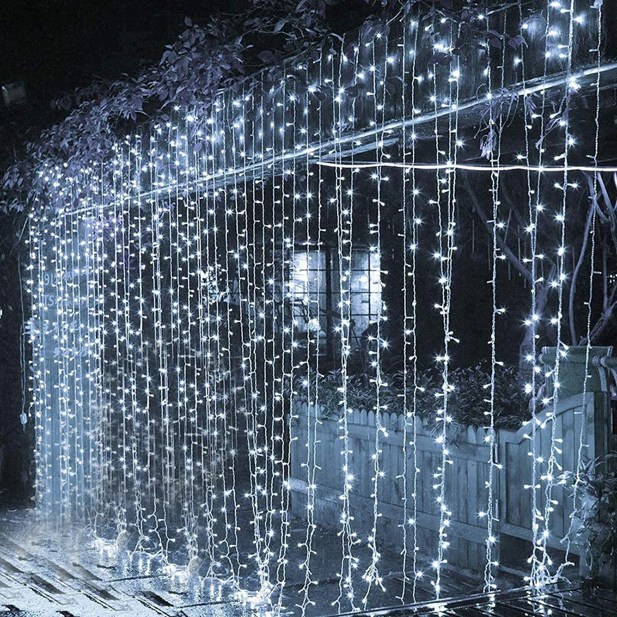 

Outdoor LED Icicle Fairy Garden Lights Garlands Indoor 3x2M 3x3M Curtain String Lights for Christmas Party Wedding Holiday Decor