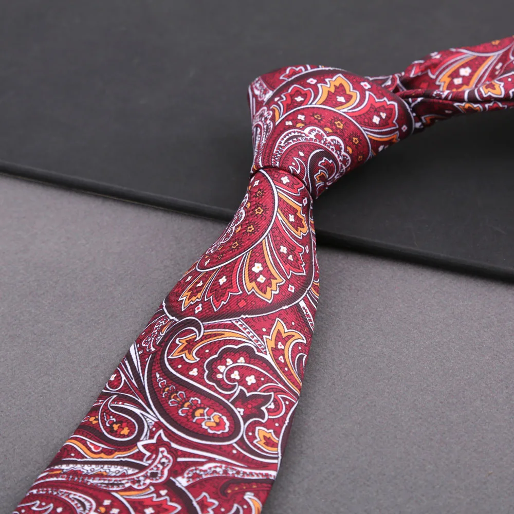 Weiche Herren-Krawatte aus Seidenimitat, bunt, 8 cm, Paisley-Blumen-Punktmuster, Business-Party-Krawatte, Accessoires, Geschenke – Detail 10