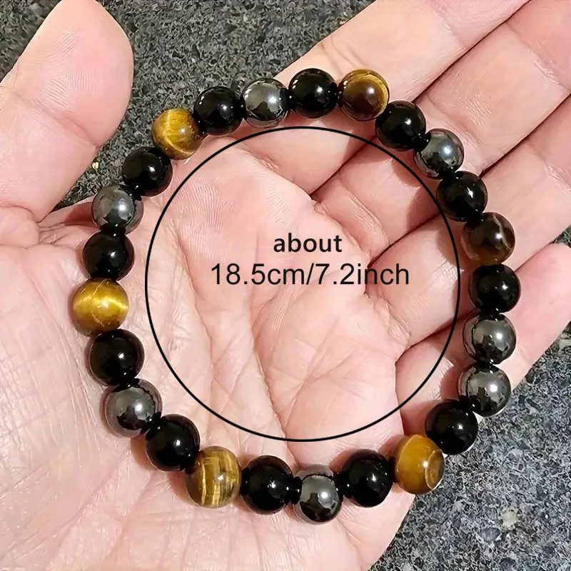 Magnetic Hematite Tiger Eye Obsidian Bracelet Men Women