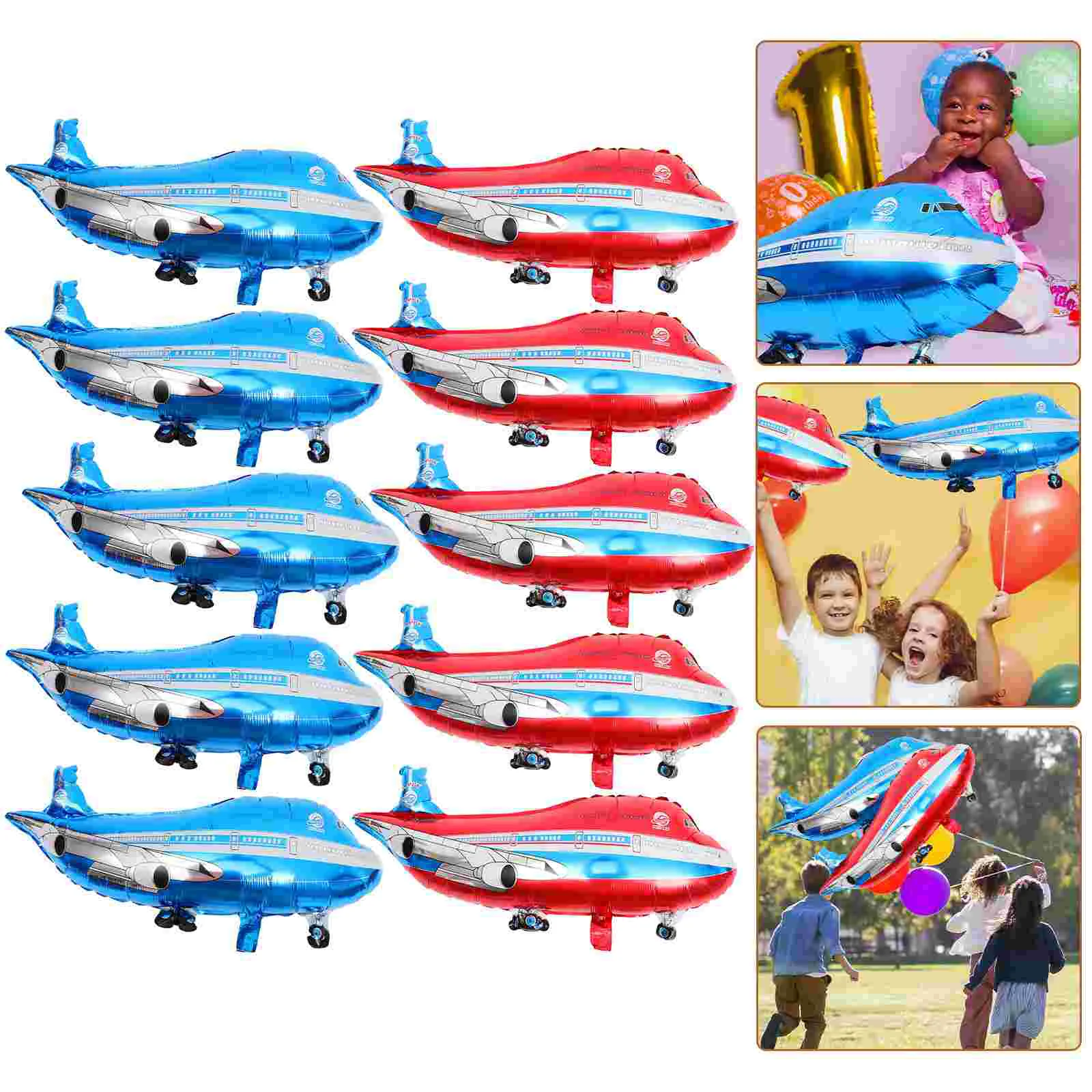 

10pcs Airplane Helicopter Foil Balloon Plane Balloons Photo Props Airplane Themed Party Supplies Birthday Party Gifts ( Blue