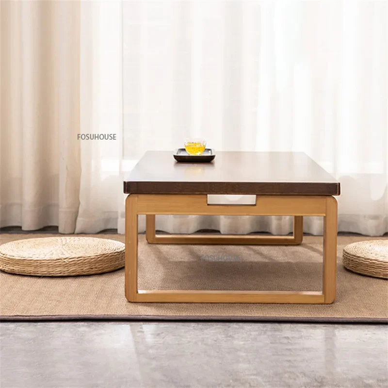 Solid Wood Folding Small Table Japanese Tatami Kang Table Bedroom Simple Sitting Low Balcony Bay Window Coffee Tables M