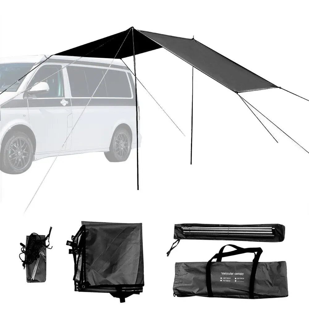 Tenda da sole impermeabile universale tenda da sole parasole per camper Van camper Suv tenda da sole regolabile nera riparo nero parasole