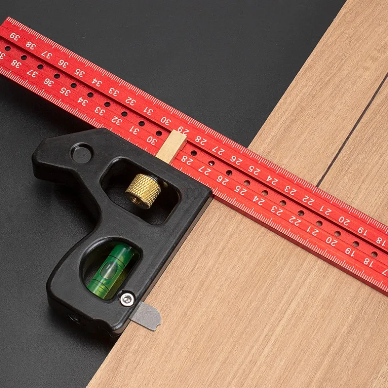 Adjustable Combination Right Angle Ruler 30-40cm 45 / 90 Degree with Bubble Level Gauge Measuring Tools Levelling Instrument metal contour gauge with lock irregular multi function taker copy gauge woodworking measuring ruler contour