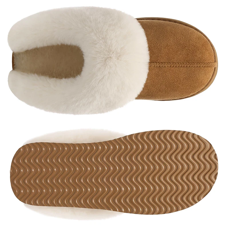 Women Fuzzy Platform Slippers with Memory Foam for Winter