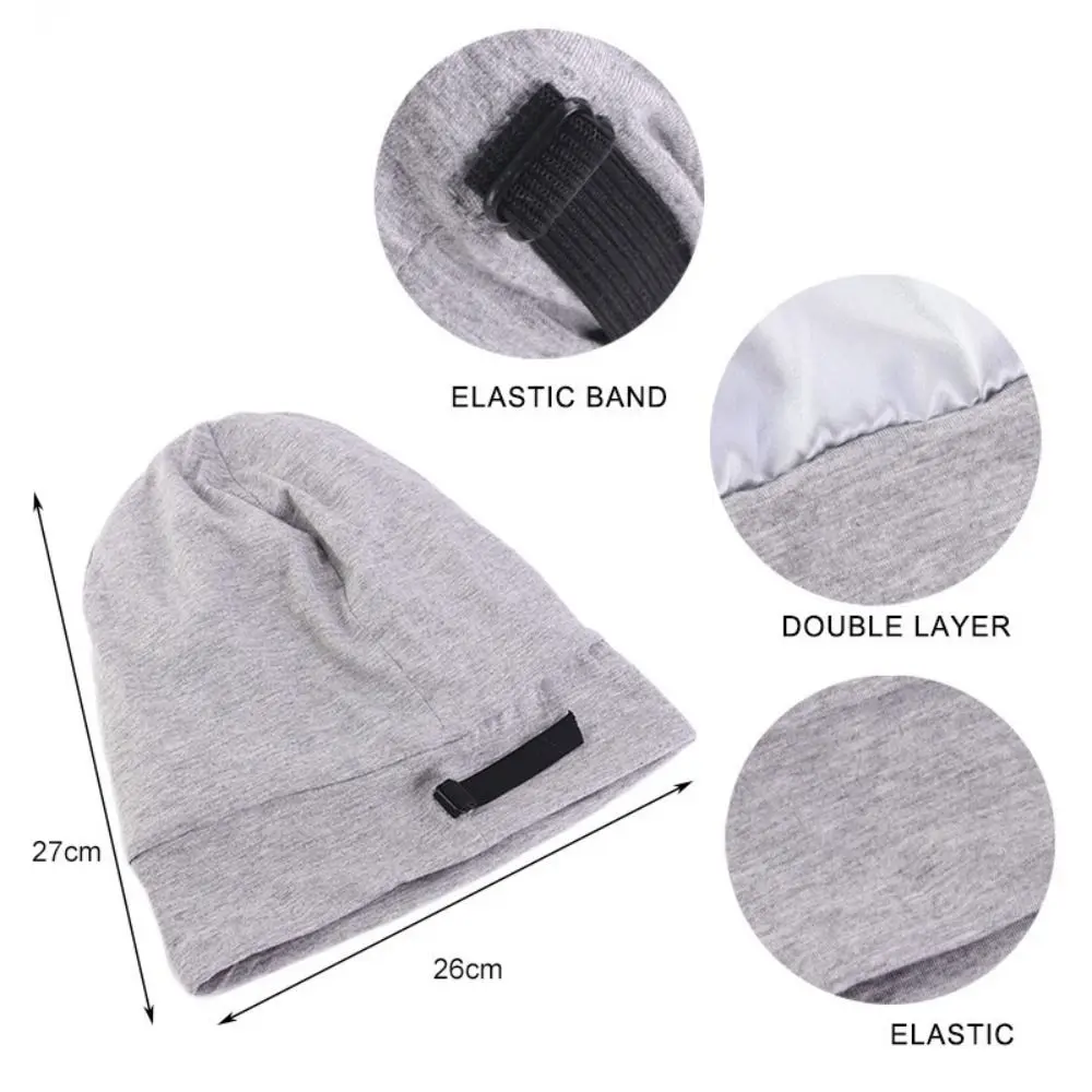 Satin Lined Sleep Cap Slouchy Beanie Slap Hat Soft Elastic Band Nightcap Hair Care Hats Wrap Head Bonnet 6