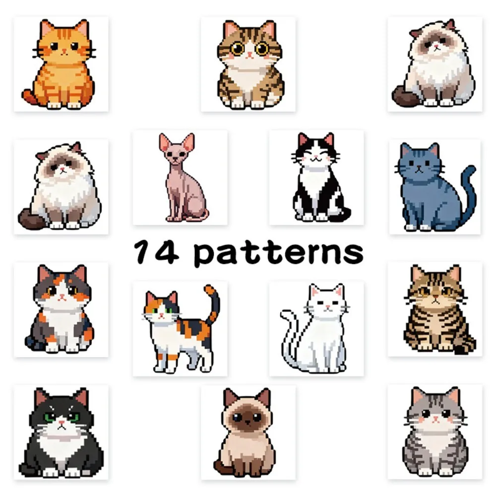 500개/롤 귀여운 픽셀 고양이 스티커 - 노트북 및 DIY 공예 장식을 위한 사랑스러운 롤 데칼 RecordingYourLife Store