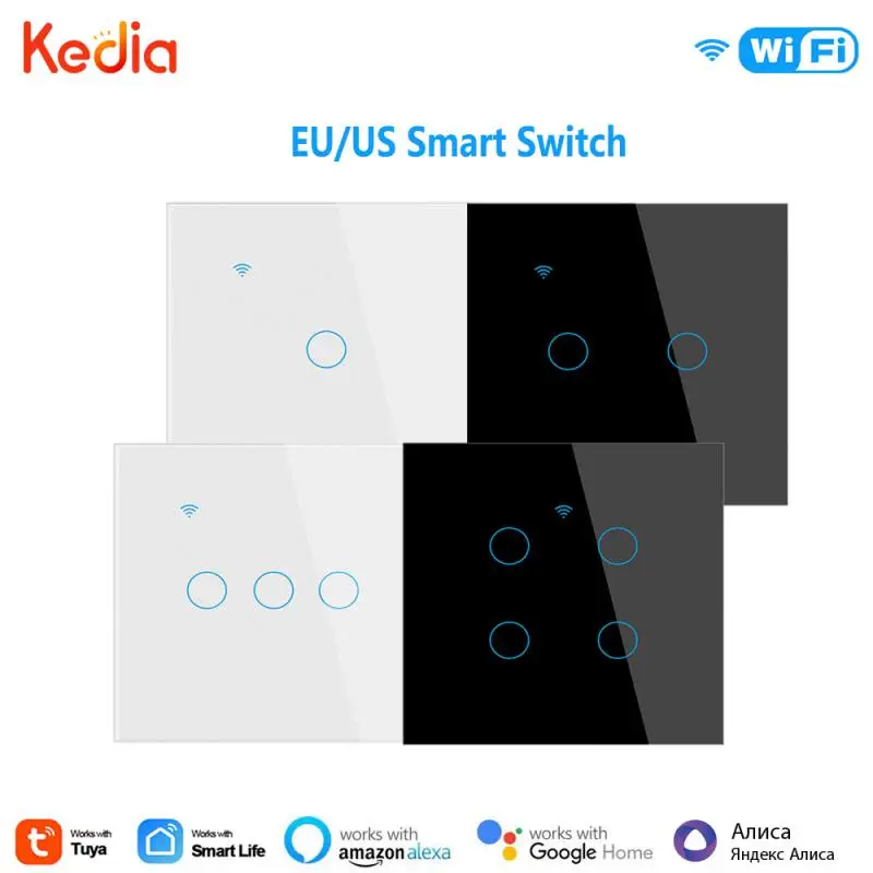 Умный выключатель Kedia с поддержкой Wi-Fi, не требует нейтрального/нейтрального провода