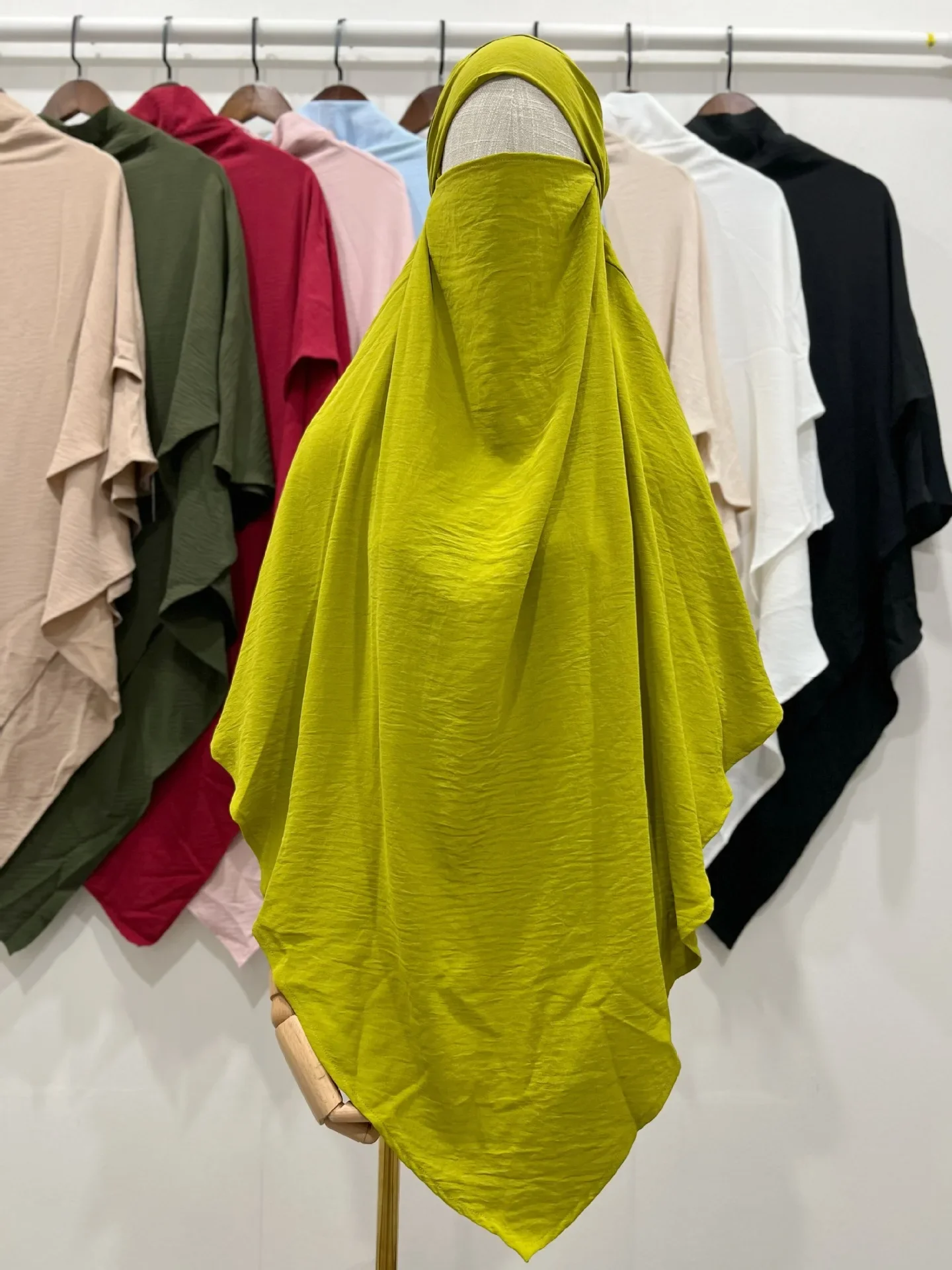 2 Layer Khimar Hijab Crepe Ramadan Eid Prayer Clothes Jilbab Muslim Long Headcarf Hijabs for Woman Islamic Saudi Turkey Niqab