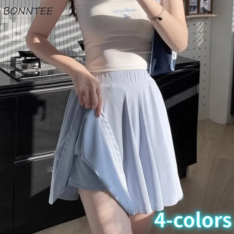 

Mini Skirts Women Simple Casual 4-colors Hotsweet All-match Sporty Summer Female Empire Korean Style Popular Comfort A-line New