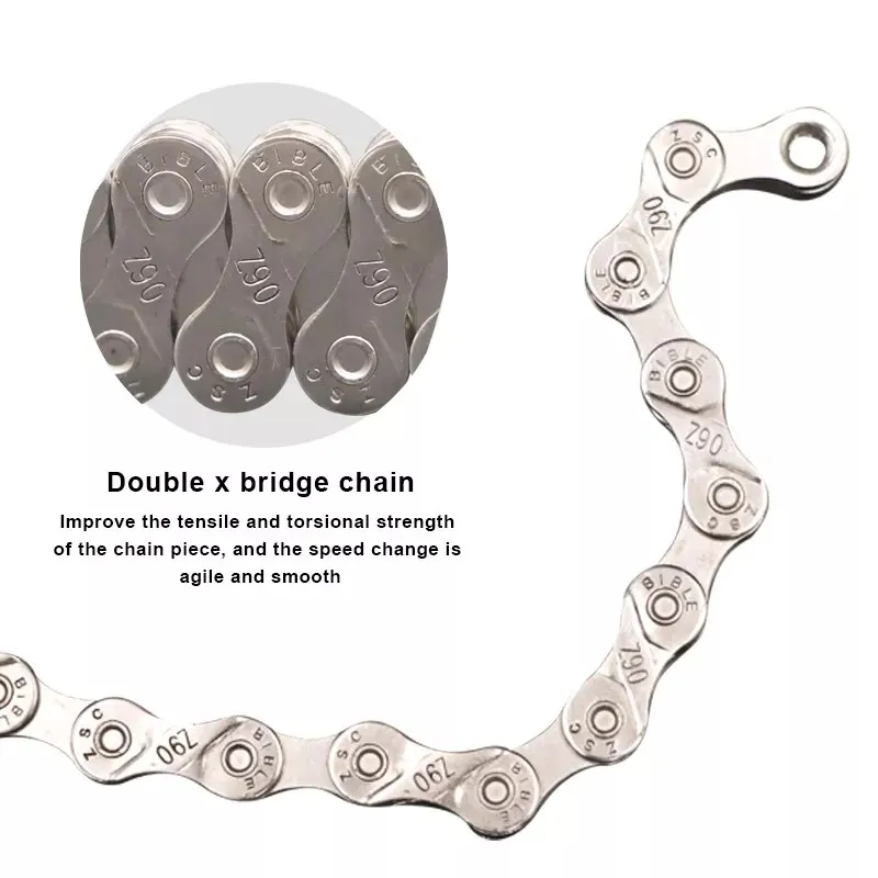 RIDERACE Ultralight Silver Bicycle Chain - 116 Links, Multi-Speed
