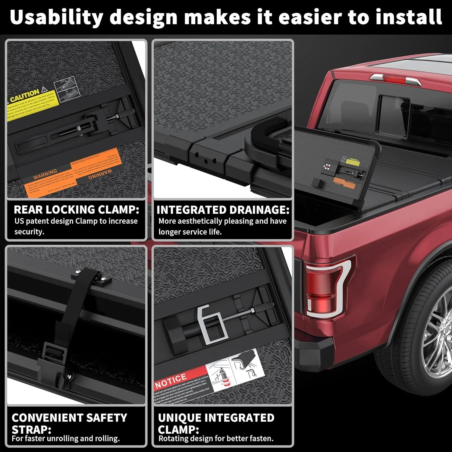 5.5FT Quad Fold Aluminum Tonneau 4