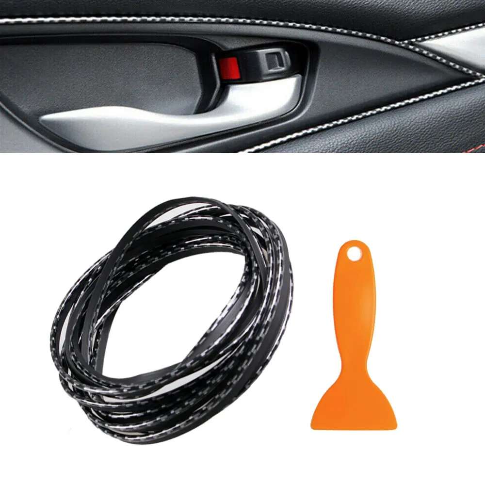 

Carbon Fiber Texture Car Moulding Trim Decorative Line Strip Car Door Dashboard Sticker Car Interior Dashborad Gap Strip Scraper
