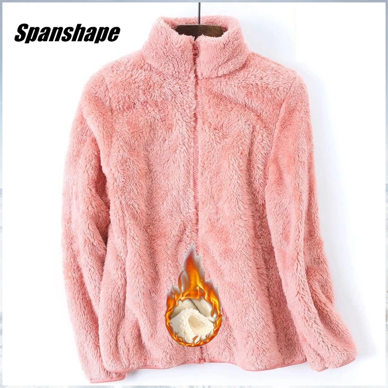 Sherpa Jacket Women Fuzzy Fleece Jacket Zip Up Winter Warm Sweatshirt Hoodies Outdoor Warmth Thicken Plush Clothes ouc1233