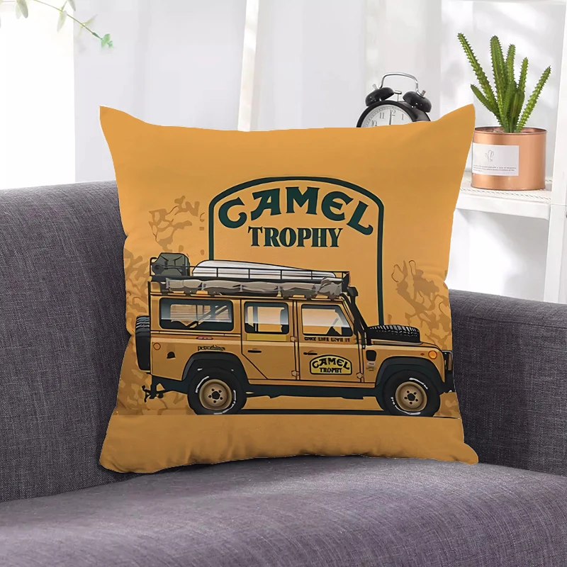 

Home Decoration Pillow Cover Cute Camel Trophy Pillowcases Double-sided Print Sofa Car Cushion Cover 45*45 Short Plush Square
