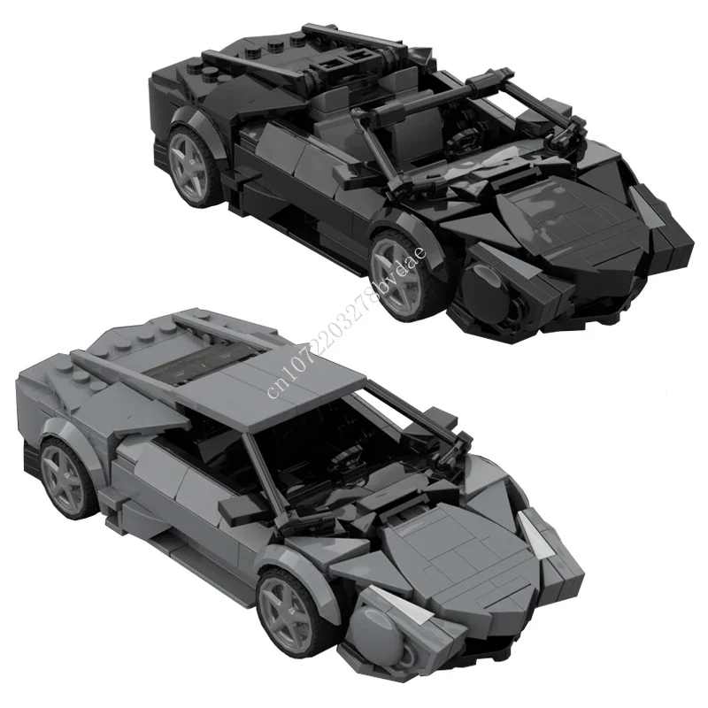 

Конструктор MOC Speed Champions Reventon, черная/серая модель спортивного шрама, технология «сделай сам», креативная сборка, детские игрушки, подарки