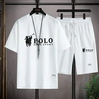 Ensemble gaufré décontracté respirant pour homme : T-shirt à manches courtes et short de sport deux pièces, idéal pour l'été 3