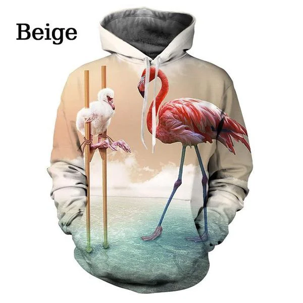 

Men's Hoodie Flamingo 3d Fashion Funny Animal Print Unisex Casual Oversized Hooded