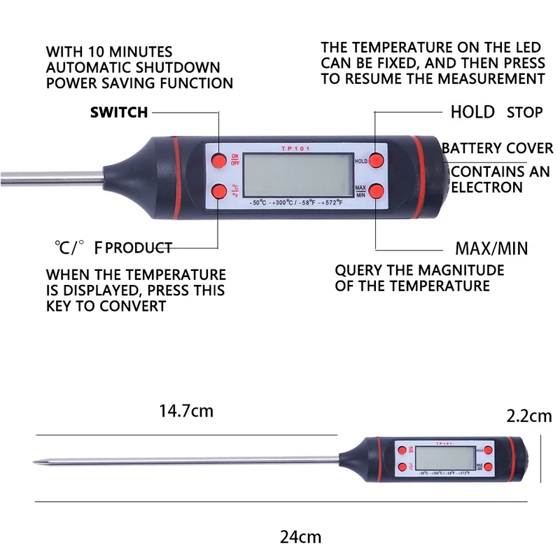 Candle making kit Electronic Digital Thermometer Candle Making Kit Supply Kitchen Food Milk Baking Hydrothermograph Oil Water Thermograph BBQ Tool