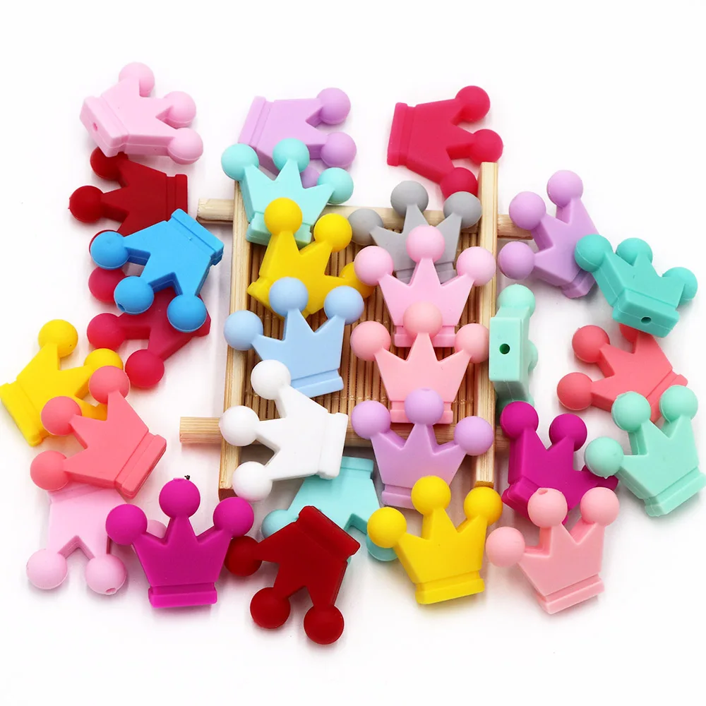 BOBO.BOX 10pcs 크라운 실리콘 구슬 Teething 장난감 음식 학년 DIY 목걸이 팔찌 Pacifier 체인 실리콘 Teether BPA 무료
