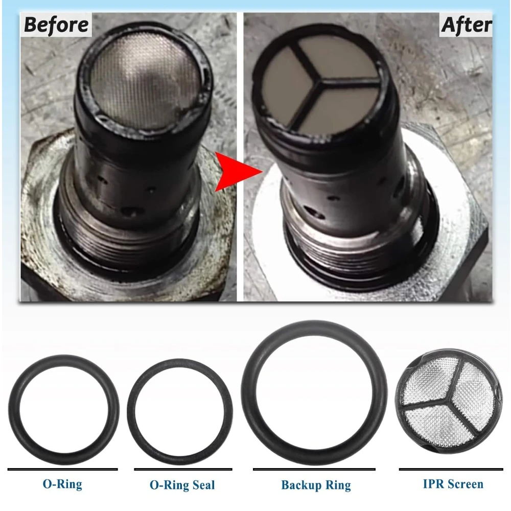 6.0 IPR Valve Socket & Oil Rail Adapters Kit & 6.0 High Pressure Oil Pump IPR Valve Air Test Fitting Tool with Seal Kit