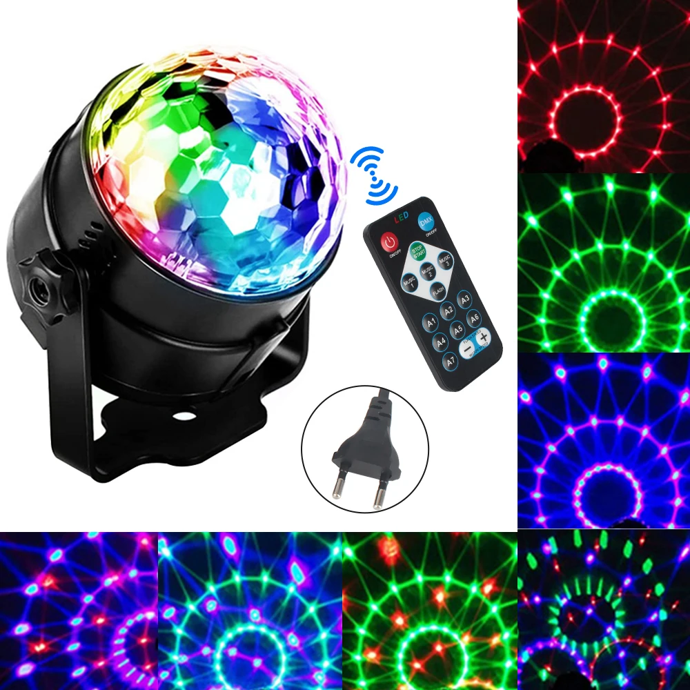 

3W for Home KTV Bar Xmas EU Plug Colorful LED Stage Light RGB Laser Projector Lamp Sound Activated Rotating DJ Party Light
