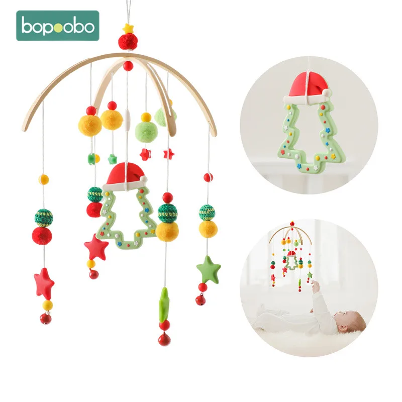 

Newborn Crib Bed Bell Cartoon Christmas Style Toy Baby Rattle Toy 0-12Months Musical Mobile Toddler Rattle Carousel For Kid Gift