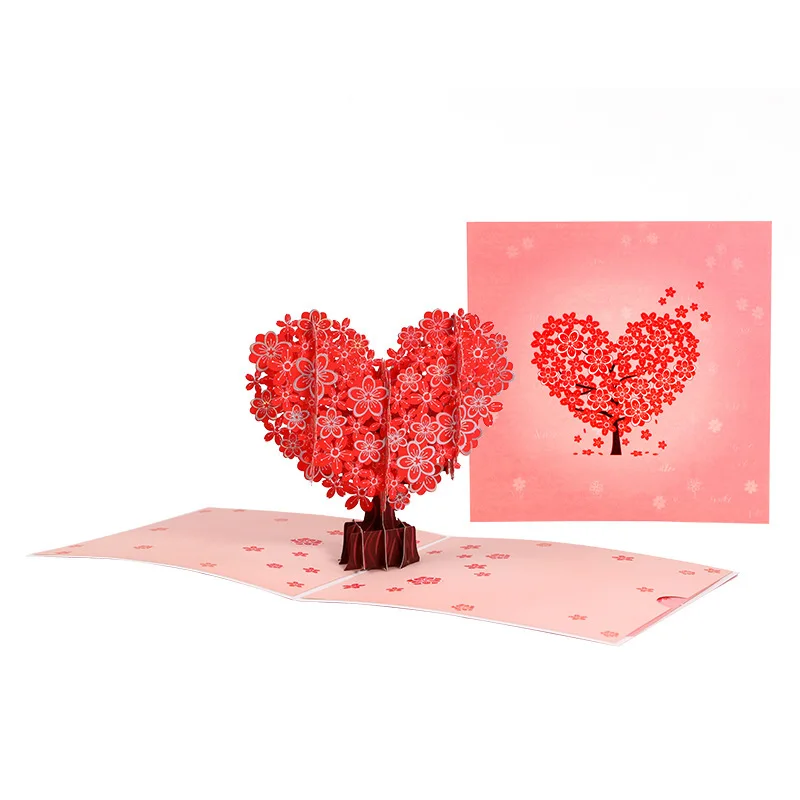 Valentine's Day creative 3D greeting card love cherry blossom tree card couple confession surprise gift for boyfriend girlfriend