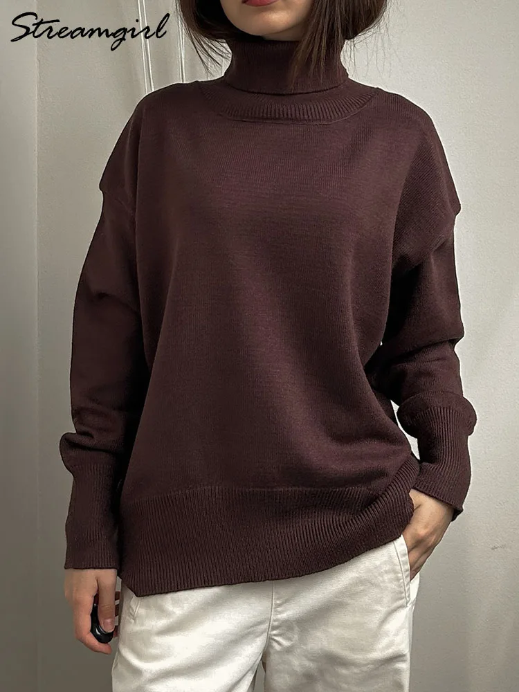 Women's Turtleneck Sweater For Winter Warm Pullover Oversize