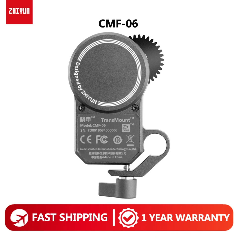ZHIYUN CMF-06 TransMount Servo Follow Focus pour Zhiyun WEEBILL S monté sur un cardan, prêt à contrôler la mise au point.