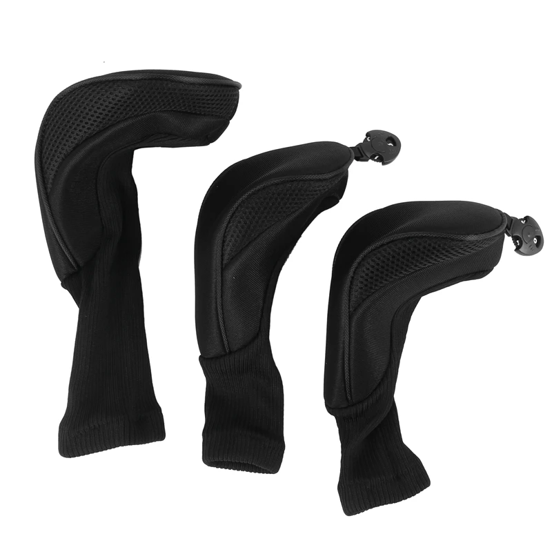 Black Golf Head Covers Driver 1 3 5 Fairway Woods Headcovers For Golf Club Fits All Fairway And