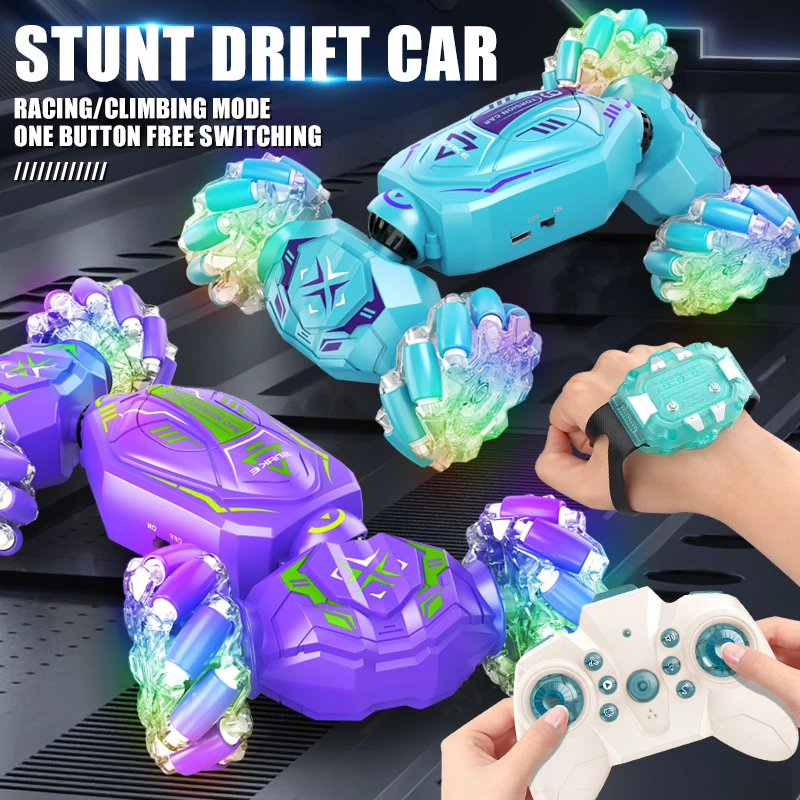 RC Cars Stunt Gesture Sensing 2.4G Hand Controlled Twisting Off-road with LED Lights Remote Control Vehicle Gifts for Kids
