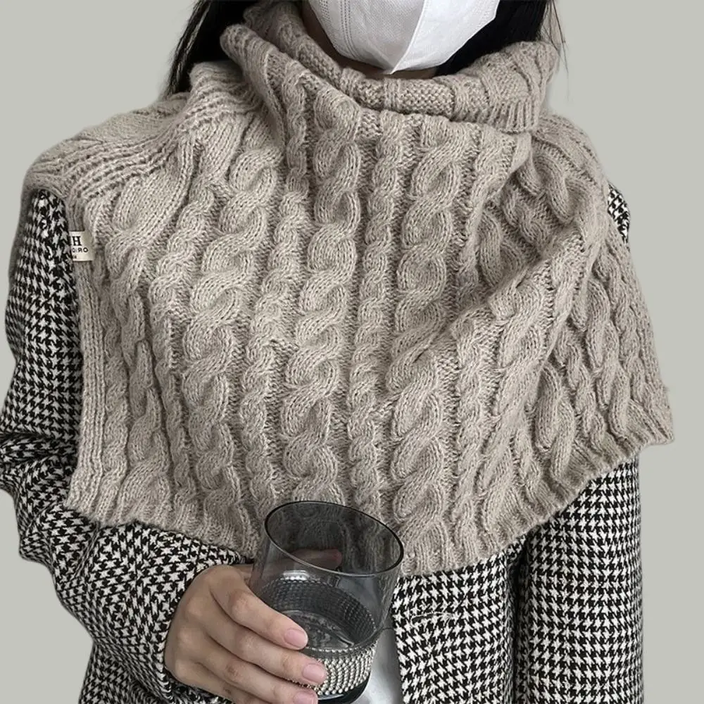 Twist High Collar Shawl Elegant Irregular Solid Color Shawl Wraps Knitted Cape Korean Style Scarves Neck Wraps Girl