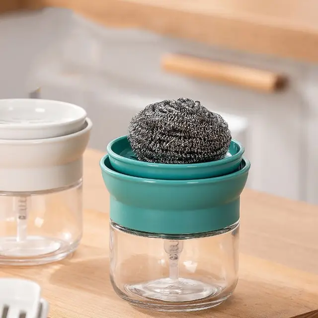 280ml จานเครื่องจ่ายสบู่แก้วกดง่ายจานสบู่กล่องผู้ถือฟองน้ําแบบพกพากดประเภทเครื่องจ่ายสบู่ 1