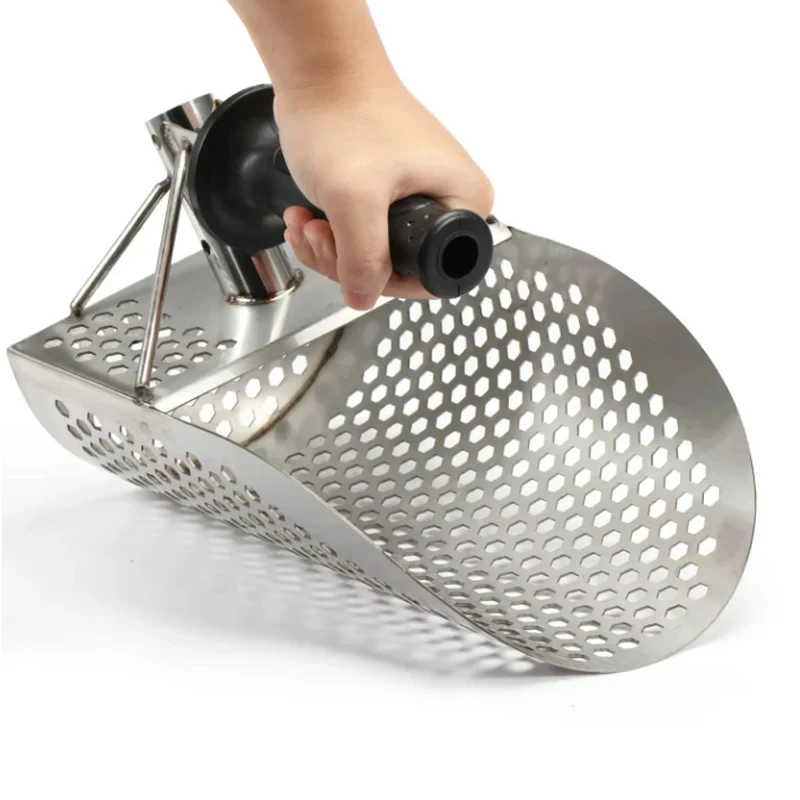Beach Sand Scoop Metal Detecting Hunting Tool Detector Stainless Steel Hexahedron Holes Sand Scoop
