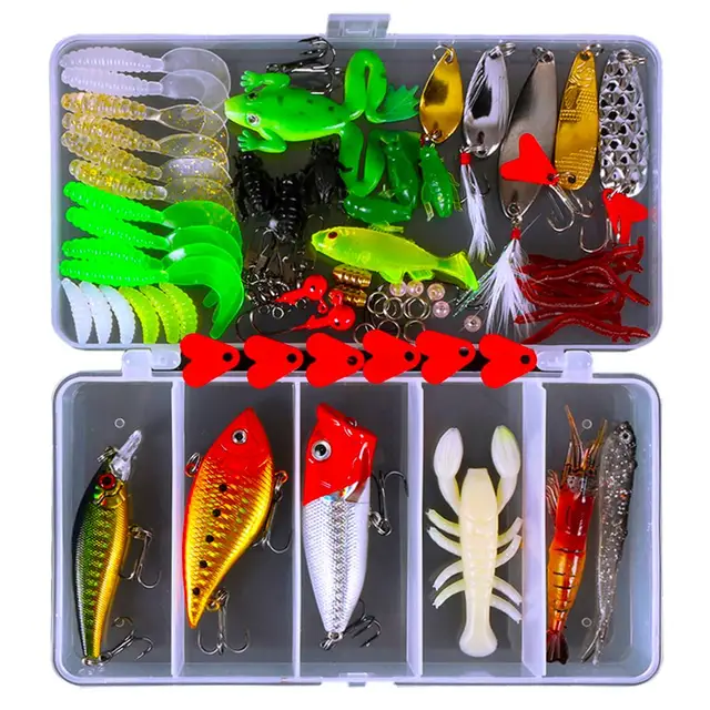 78Pcs Fishing Lures Kit With Tackle Box For Saltwater Freshwater Fishing  Accessories For Bass Trout Salmon - AliExpress