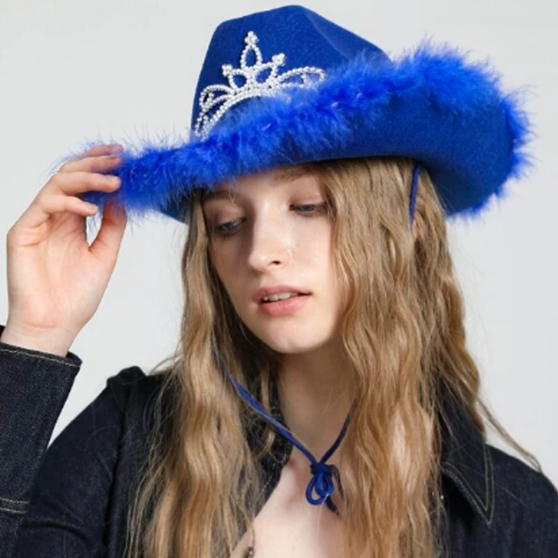 Felt Cowboy Hat Western Cowgirl Hat Costume Fedora Hats Caps for Kids Boys Girls