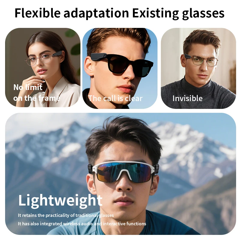 External Glasses Bluetooth Headphones Wireless Air Conduction Stereo Headset ENC Noise Reduction Handsfree Call Touch Operation