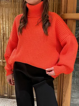 Autumn Winter Maternity Clothes Warm Thick Long Sweater Loose Casual Female Women Solid Knitted Sweater Turtleneck Pullover Top