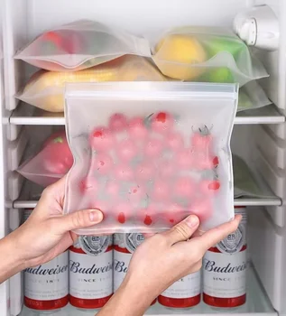 Sac de conservation des aliments réutilisable pour réfrigérateur, conteneur étanche, organisateur de cuisine, sacs frais fermés, enveloppe en Silicone sans BPA 1