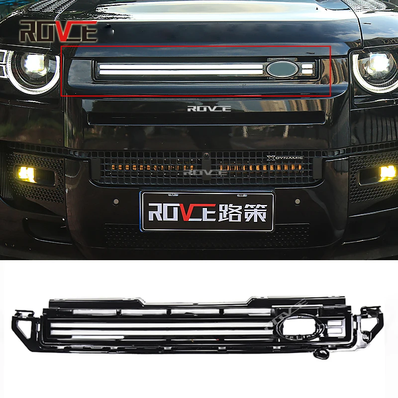 

ROVCE Front Bumper Grill with Led Dynamic Light Day Running Lights Breathing Lamp For Land Rover Defender 2020-2023 90 110 130