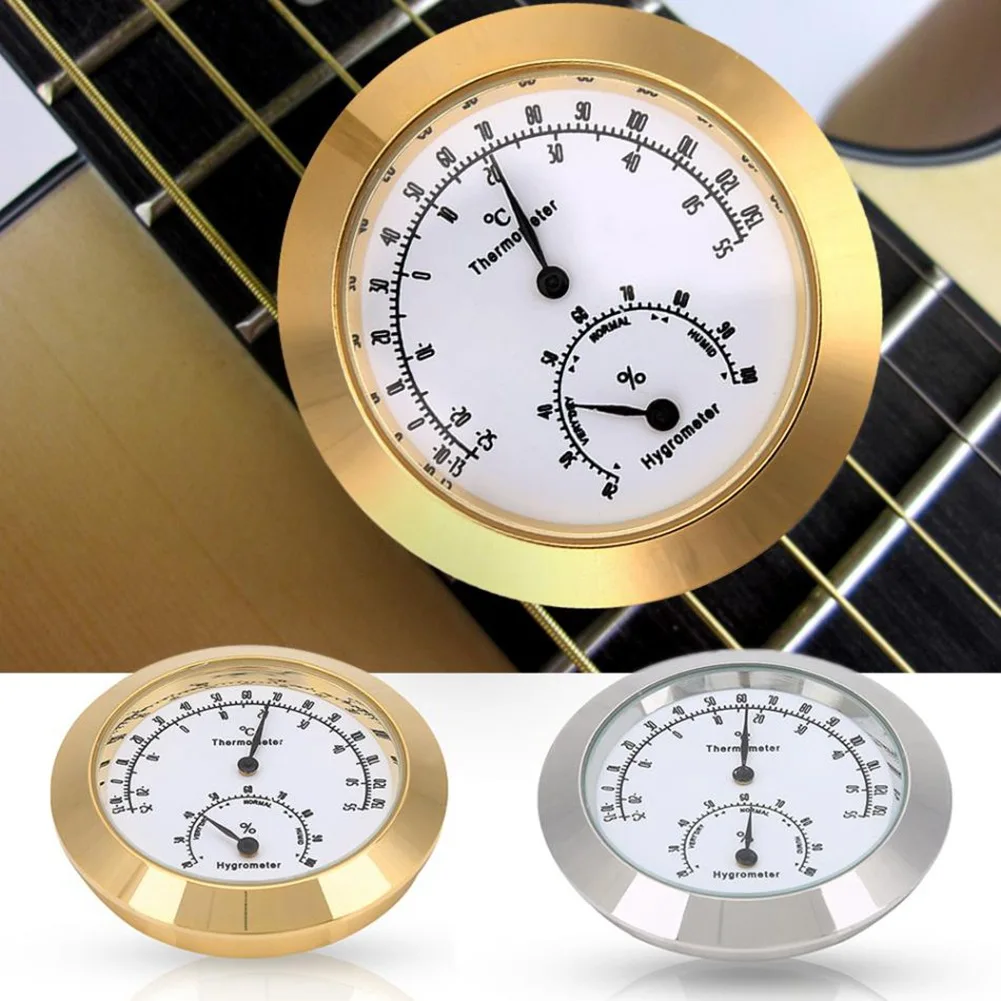 Goldene/silver Gitarre Violine Hygrometer Feuchtigkeit Feuchtigkeit Monitor Thermometer