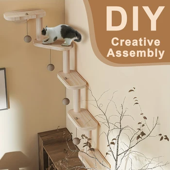 Wall-Mounted Wooden Cat Ladder 1