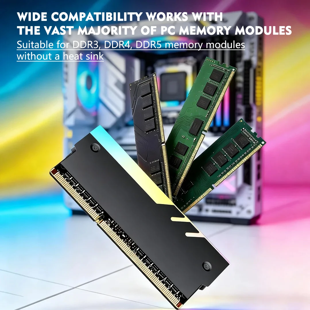 JUMPEAK Memory Module Heatsink DDR4 DDR5, 5V ARGB Sync PC RGB RAM Cooler Cooling Shim Armor Shell Cover Radiator - Image 2