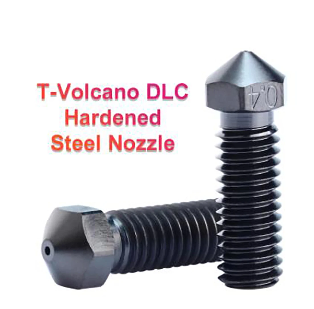 T-Volcano DLC Hardened Steel Nozzle M6 Thread for 3D Printers for Rapido Hotend for Carbon Fiber Nylon Filament